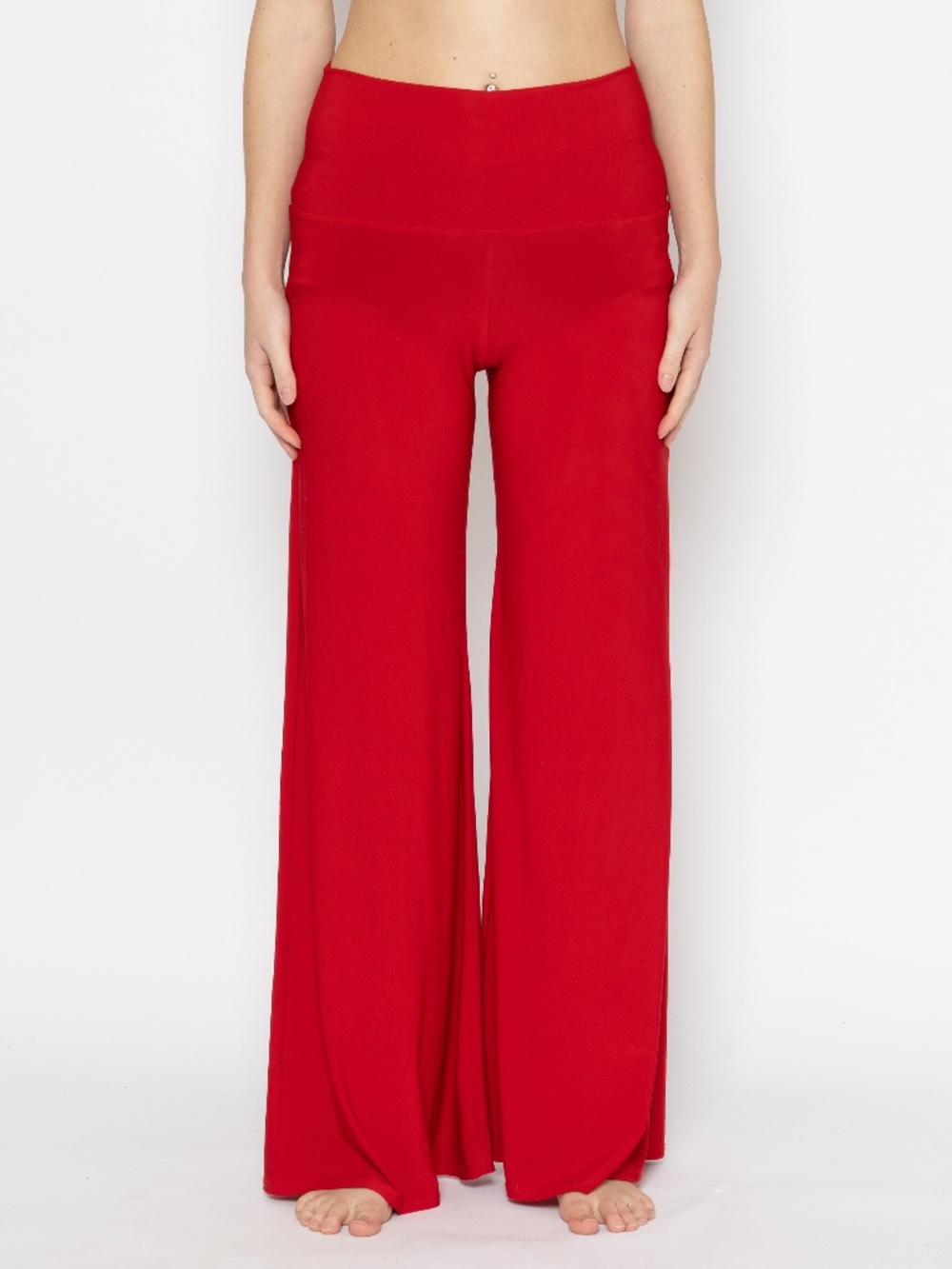 Y2k red wide leg yoga pants high waisted size medium ica stretchy